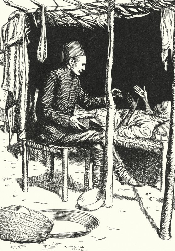 General Charles George Gordon tending to a dying old Sudanese woman by Alfred Wallis Mills