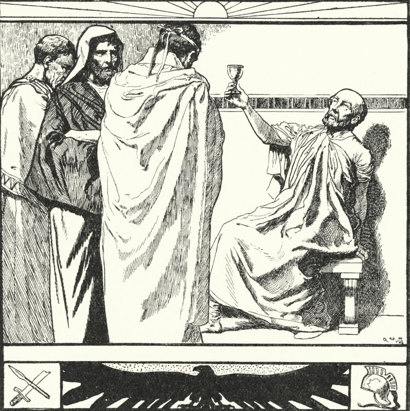 Hannibal committing suicide by taking poison, c181 BC by Alfred Wallis Mills