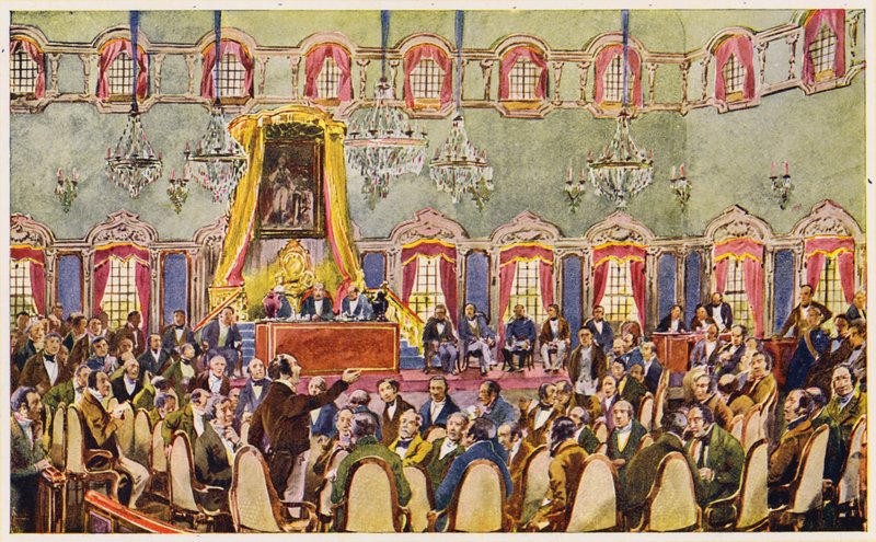 Approval of the Portuguese Constitution by the Cortes by Alfredo Roque Gameiro