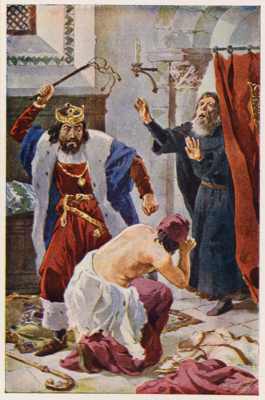King Peter I of Portugal punishing the Bishop of Porto by Alfredo Roque Gameiro