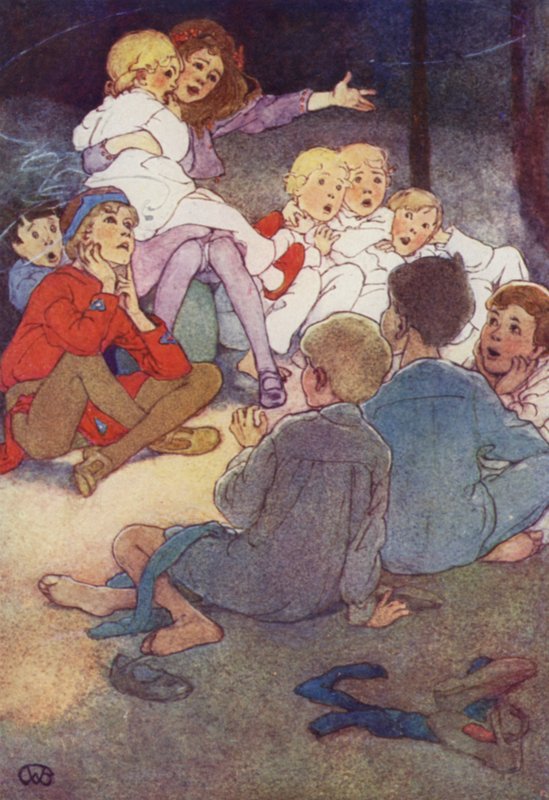 Wendy Told Her Story (colour litho) by Alice Bolingbroke (after) Woodward
