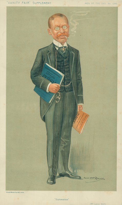 Mr Lucien Wolf, Diplomaticus, 20 December 1911, Vanity Fair cartoon by Alick P. F. Ritchie