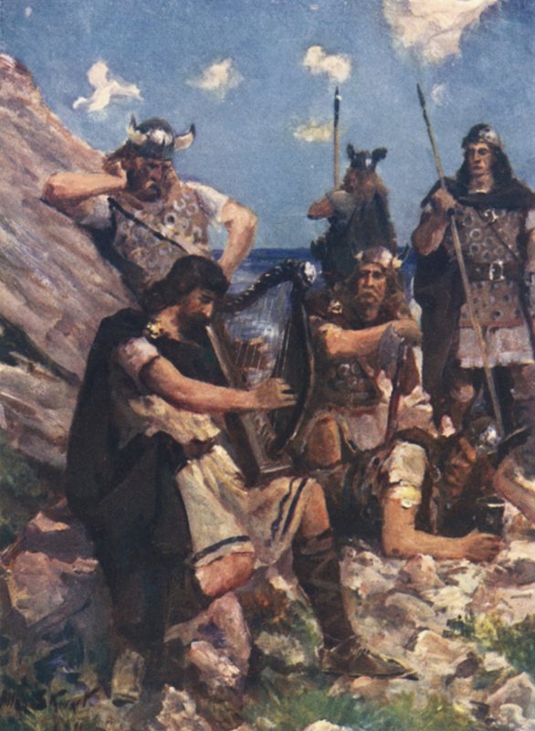 Dressed as an Old Bard, King Alfred came to the Camp of the Fierce Danes by Allan (after) Stewart