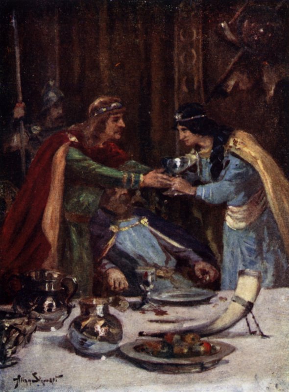 Poisoning of King Aethelbert II of East Anglia by Cynethryth, wife of Offa II of Mercia, 794 by Allan (after) Stewart