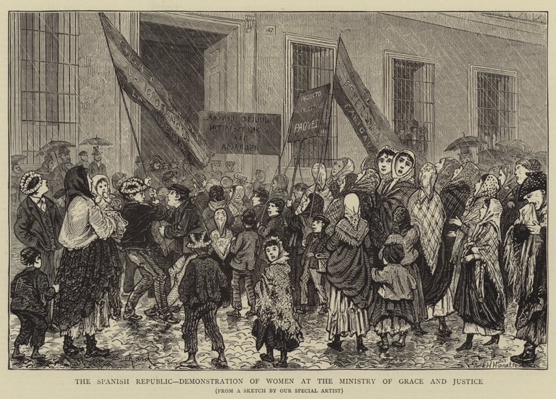 The Spanish Republic, Demonstration of Women at the Ministry of Grace and Justice by Alphonse Adolphe Bichard