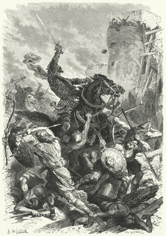Count Odo Defending Paris Against the Normans, 886 by Alphonse Marie de (after) Neuville