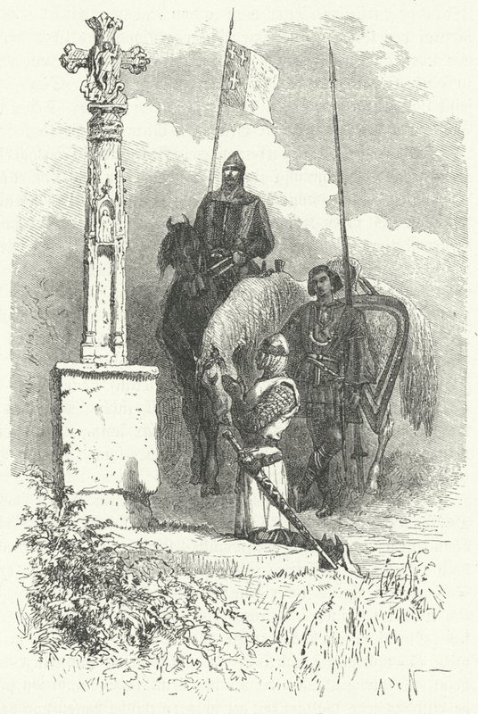 Ferdinand I of Leon praying before a Cross by Alphonse Marie de (after) Neuville