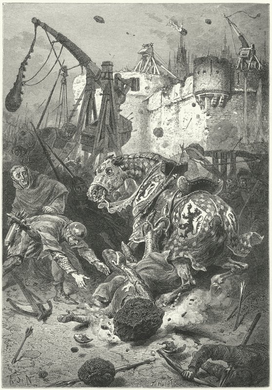 The death of Simon de Montfort at the Siege of Toulouse by Alphonse Marie de (after) Neuville