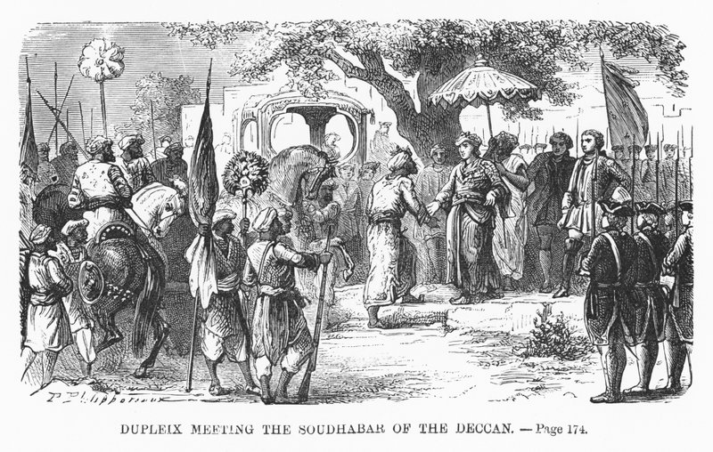 Dupleix meeting the Soudhabar of the Deccan, illustration from 