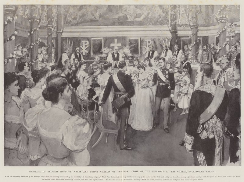 Marriage of Princess Maud of Wales and Prince Charles of Denmark, Close of the Ceremony in the Chapel, Buckingham Palace by Amedee Forestier