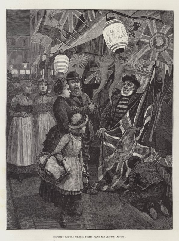 Preparing for the Jubilee, buying Flags and Chinese Lanterns by Amedee Forestier