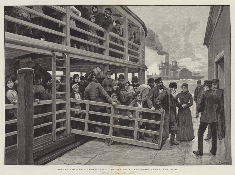 Russian Emigrants Landing from the Tender at the Barge Office, New York by Amedee Forestier