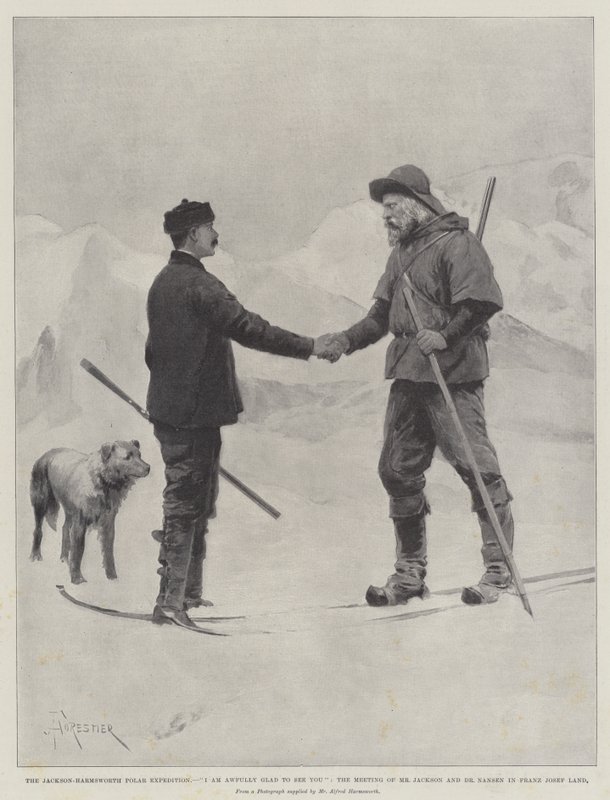 The Jackson-Harmsworth Polar Expedition, I am Awfully Glad to See You, the Meeting of Mr Jackson and Dr Nansen in Franz Josef Land by Amedee Forestier