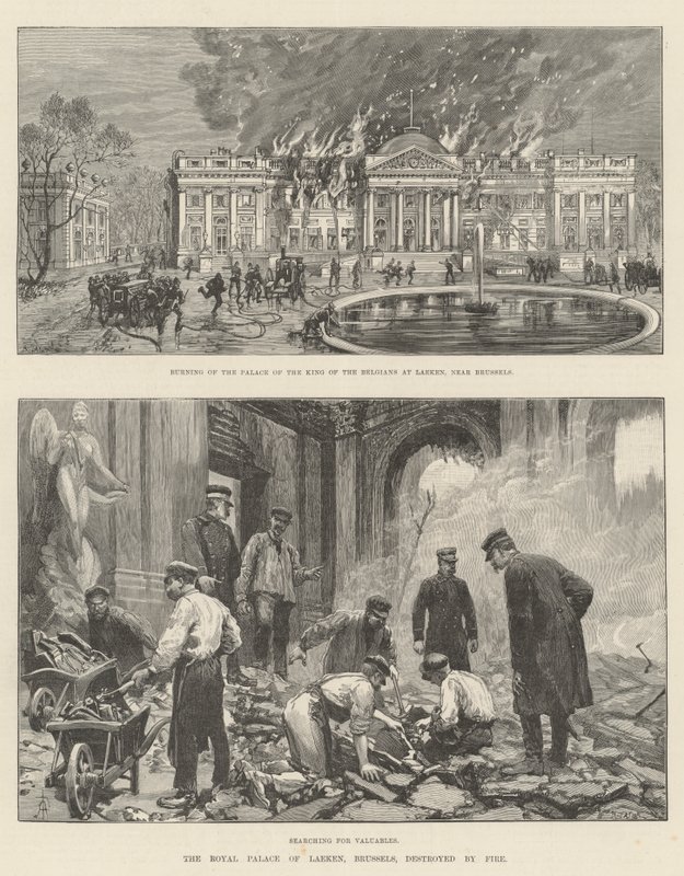 The Royal Palace of Laeken, Brussels, Destroyed by Fire by Amedee Forestier