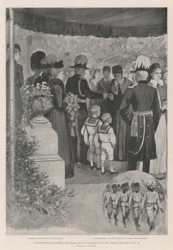 Presentation of Ashanti and South African War Medals by His Majesty the King, 29 July by Amedee Forestier