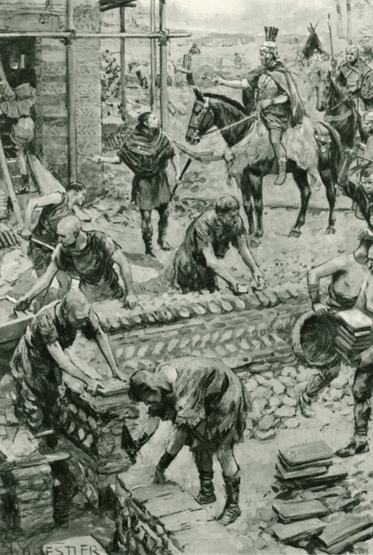 Roman House Being Built in Kent by Amedee Forestier