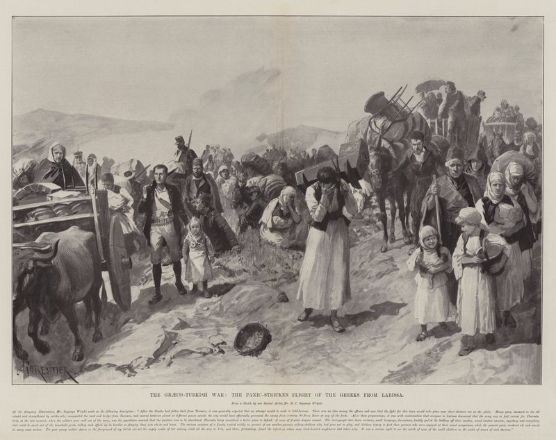 The Graeco-Turkish War, the Panic-Stricken Flight of the Greeks from Larissa by Amedee Forestier