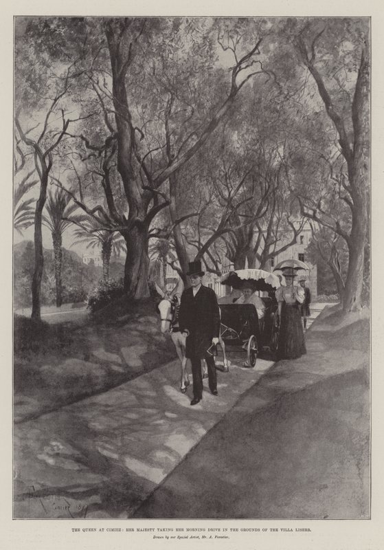 The Queen at Cimiez, Her Majesty taking her Morning Drive in the Grounds of the Villa Liserb by Amedee Forestier