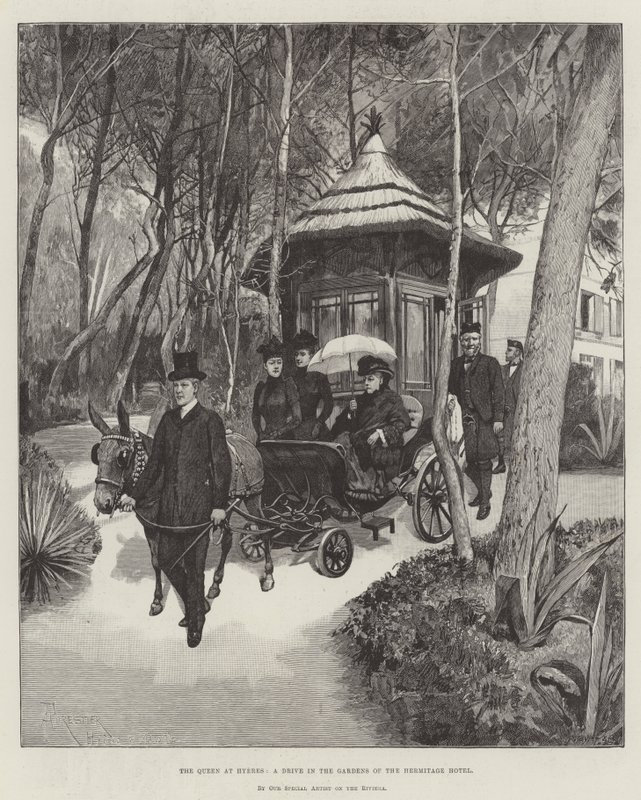The Queen at Hyeres, a Drive in the Gardens of the Hermitage Hotel by Amedee Forestier