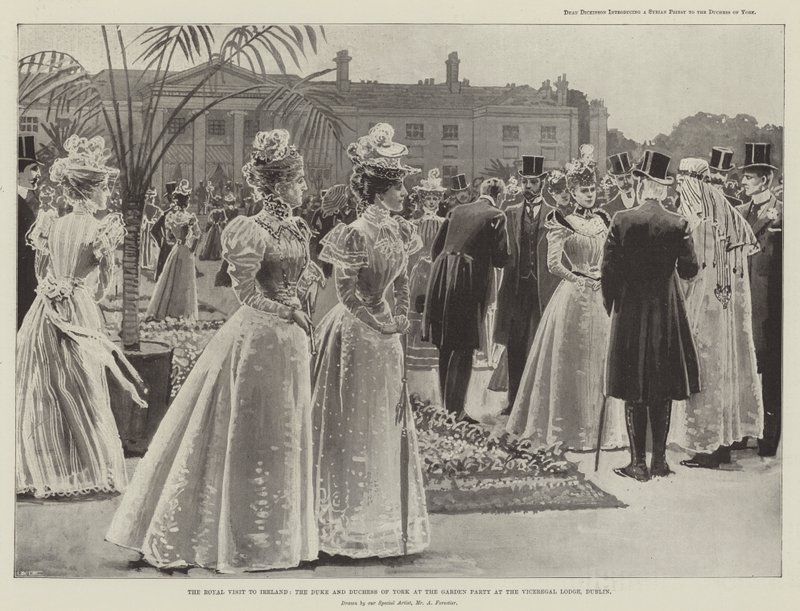 The Royal Visit to Ireland, the Duke and Duchess of York at the Garden Party at the Viceregal Lodge, Dublin by Amedee Forestier