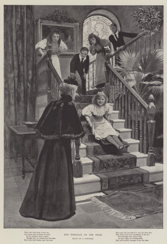 The Toboggan on the Stair by Amedee Forestier