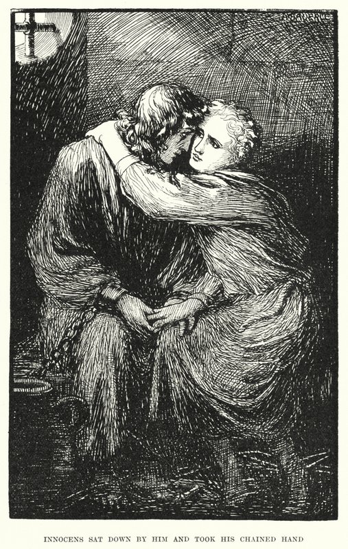 Innocens sat down by him and took his chained hand by Amelia M. (attr.to) Bowerley or Bauerle