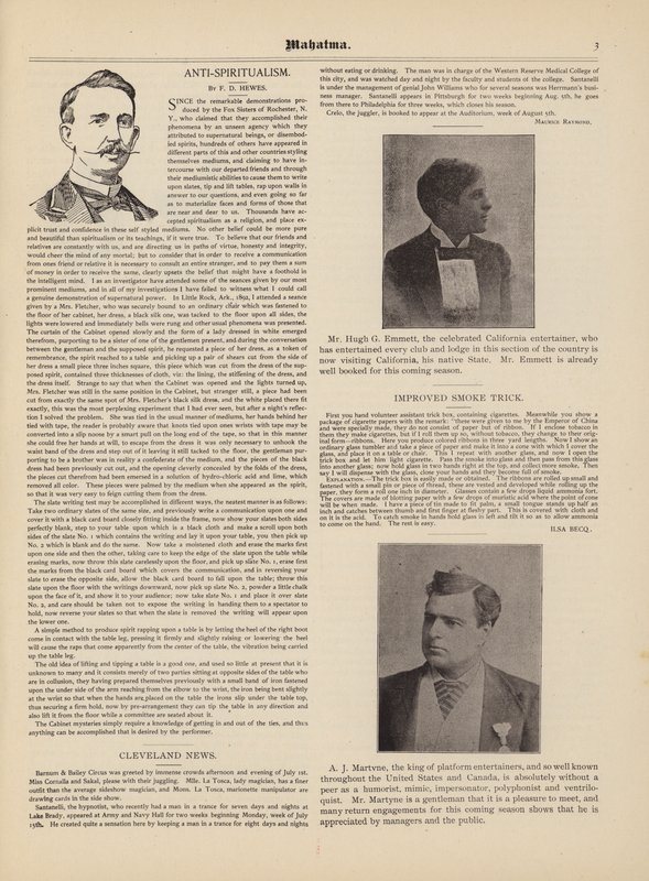 Anti-Spiritualism, F. D. Hewes, Hugh G. Emmett, A. J. Martyne by American School