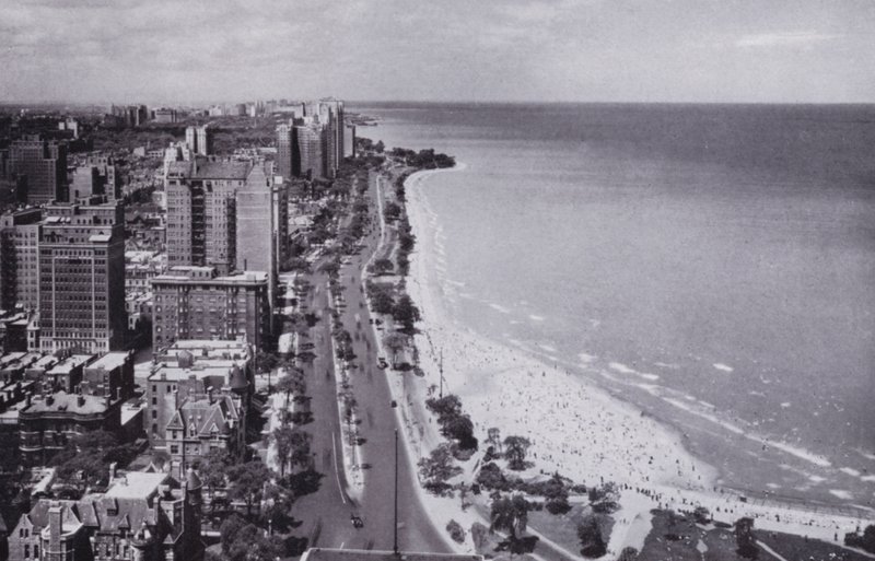 Chicago: Sheridan Road and Oak Street Beach, Looking North from Drake Hotel by American Photographer (after)