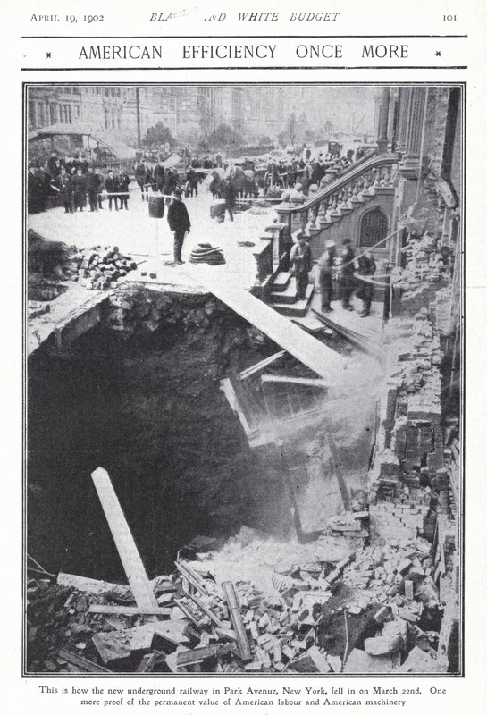 Collapse of part of the subway tunnel on Park Avenue, New York City, USA, 22 March 1902 by American Photographer (after)