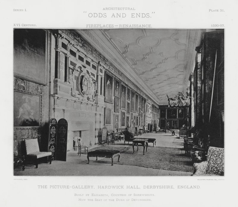 Fireplace: The Picture-Gallery, Hardwick Hall, Derbyshire, England by American Photographer (after)