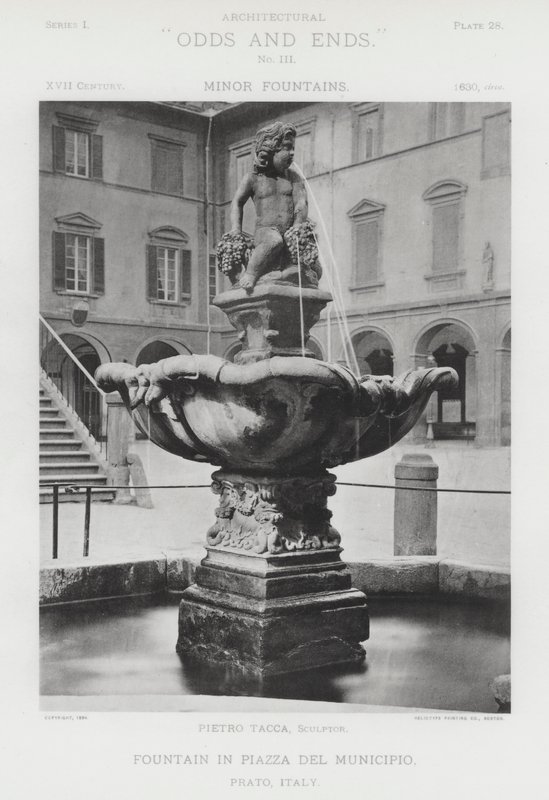 Fountain in Piazza Del Municipio, Prato, Italy by American Photographer (after)