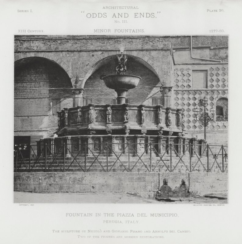 Fountain in the Piazza Del Municipio, Perugia, Italy by American Photographer (after)
