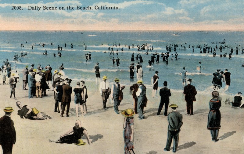 People relaxing at the beach, California, USA by American Photographer (after)