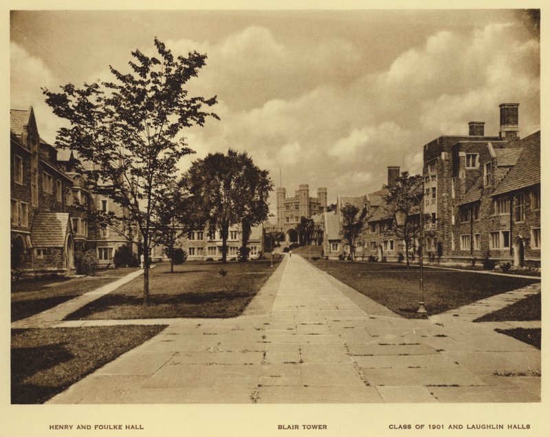 Princeton University: Henry and Foulke Hall; Blair Tower; Class of 1901 and Laughlin Halls by American Photographer (after)
