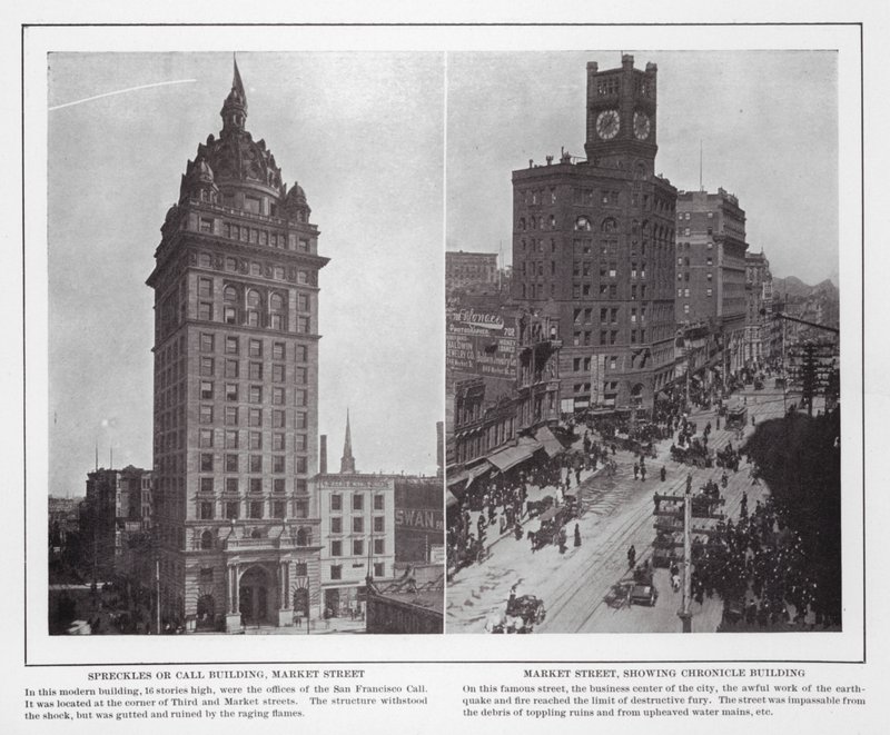 San Francisco: Spreckles or Call Building, Market Street; Market Street, showing Chronicle Building by American Photographer (after)