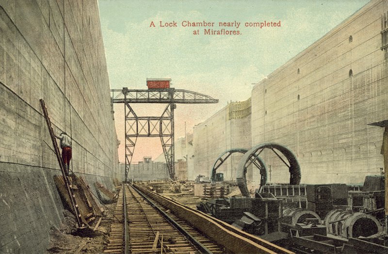 A Lock Chamber Nearly Completed at Miraflores, Panama Canal by American Photographer