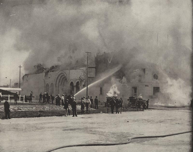 Burning of the Cold-Storage Warehouse by American Photographer