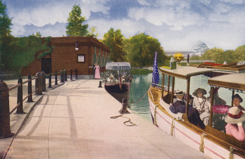 Chicago: Jackson Park Boat House and Excursion Steamers by American Photographer