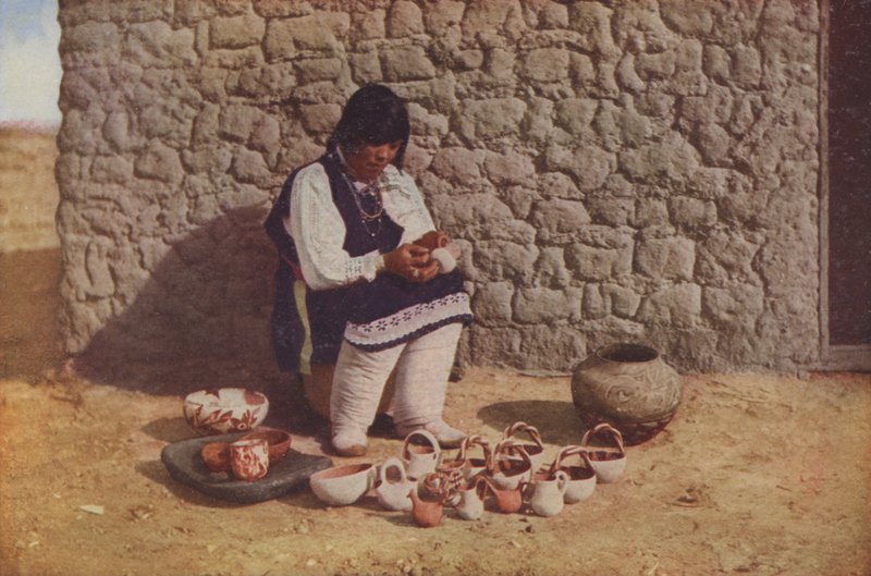 Decorating Pottery, Pueblo of Isleta, New Mexico by American Photographer