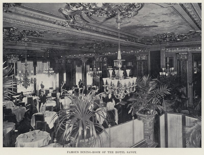 Famous Dining-Room of the Hotel Savoy by American Photographer