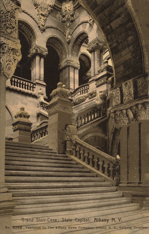 Grand staircase, State Capitol, Albany, New York, USA by American Photographer