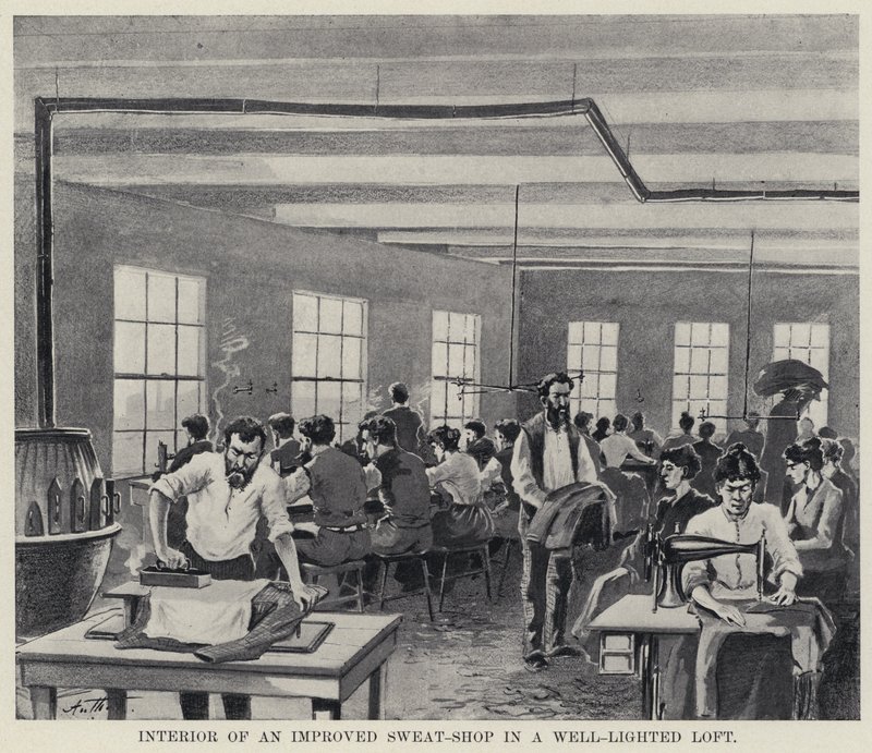 Interior of an Improved Sweat-Shop in a Well-Lighted Loft by American Photographer