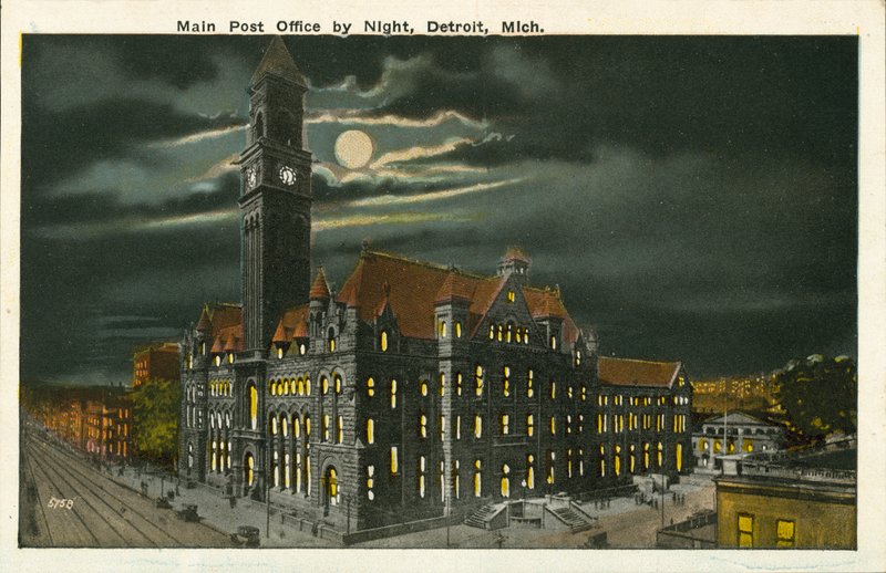 Main Post Office by Night, Detroit, Michigan by American Photographer