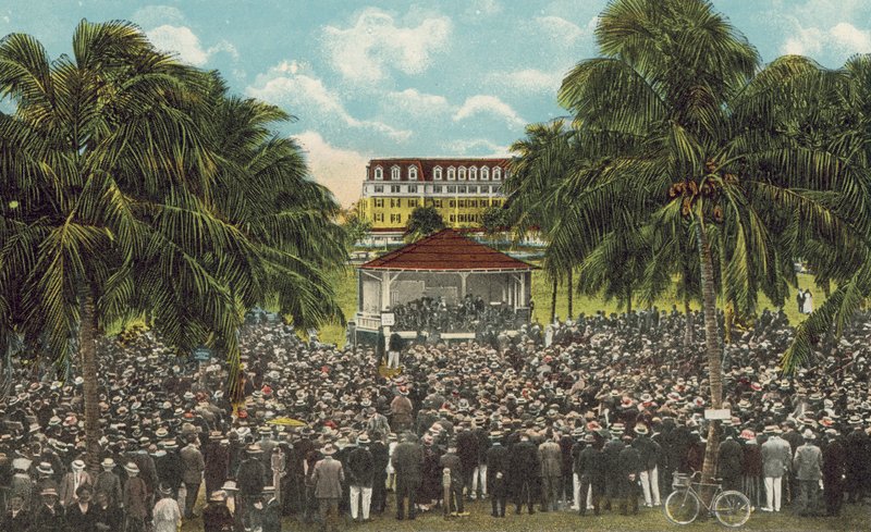 Miami, Florida, c 1925: Bible Class of Hon William J Bryan in Royal Palm Park by American Photographer