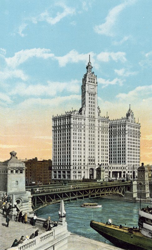Michigan Boulevard, Bridge and Wrigley Building by American Photographer