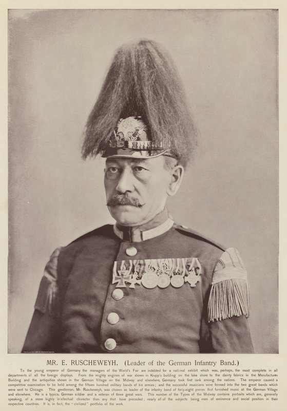 Mr E Ruscheweyh, Leader of the German Infantry Band by American Photographer