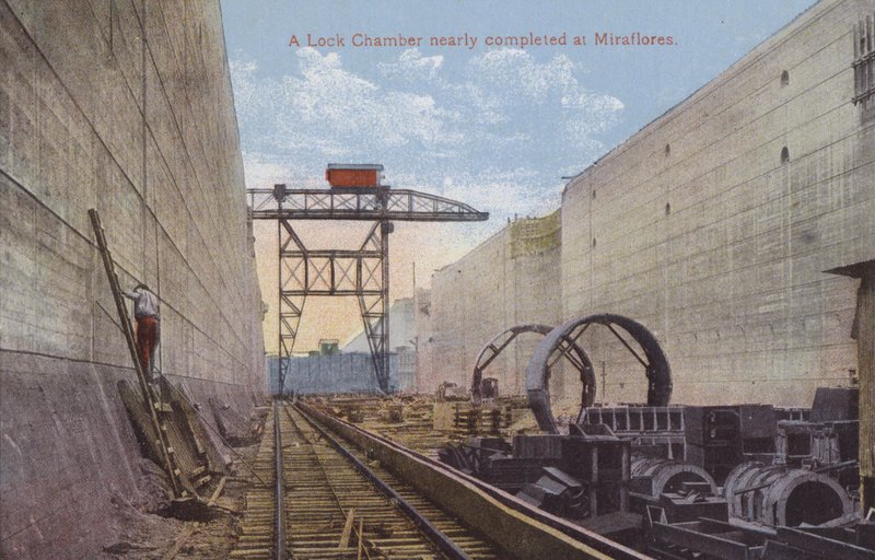 Panama Canal, A Lock Chamber Nearly Completed at Miraflores by American Photographer