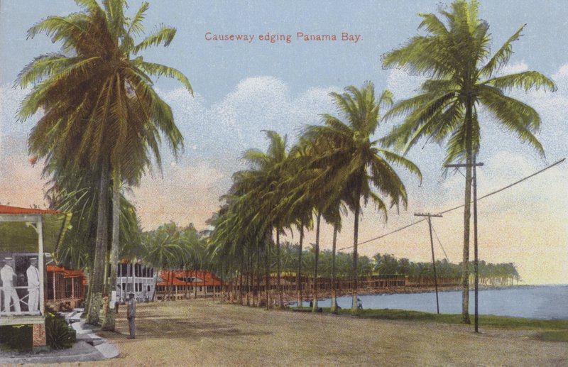 Panama Canal, Causeway edging Panama Bay by American Photographer