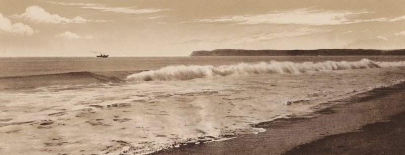 San Diego: Surf at Coronado Beach, Point Loma in the distance, San Diego by American Photographer