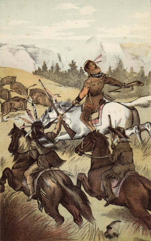 A Grand Buffalo Hunt by American School